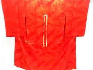 アンティーク　綸子群鶴模様織り出し長襦袢